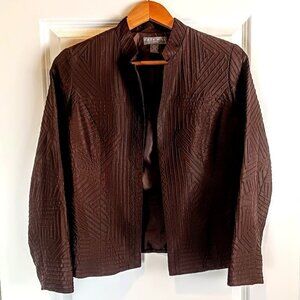 Kate Hill Petite Chocolate Brown Silk Blazer Jacket